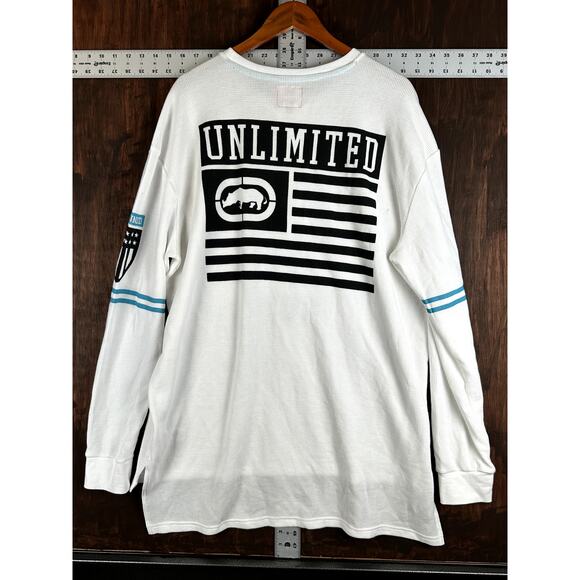 Ecko Unlimited E72 Thermal Long Sleeve Y2k Style Shirt White Black Mens 2XL XXL‎ - Picture 8 of 9